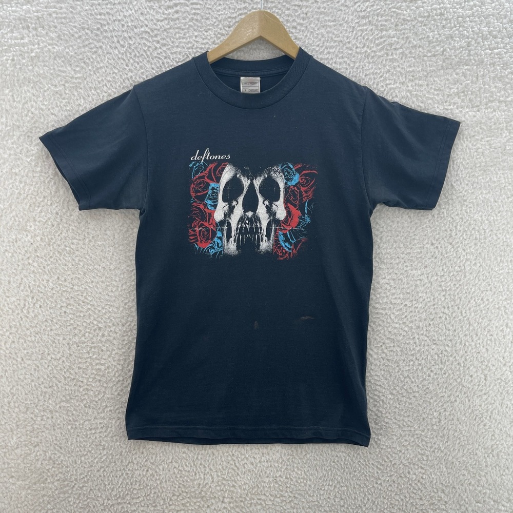 Vintage Deftones Shirt Mens Small Black Self Titled Skull Y2K Metal Grunge